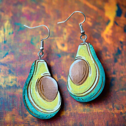 Hand Painted  Avocado Earrings