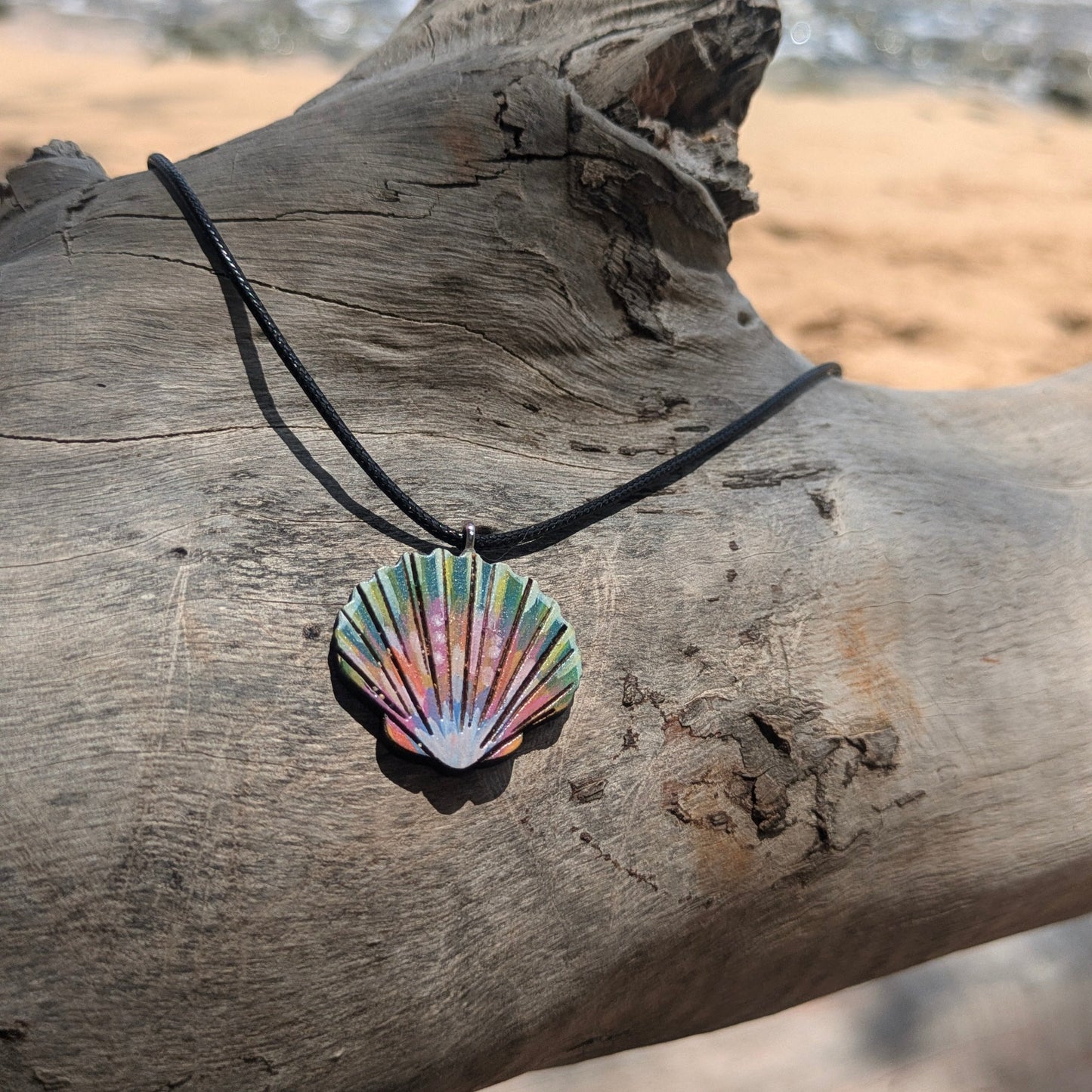 Hand-Painted Moonrise Shell necklace