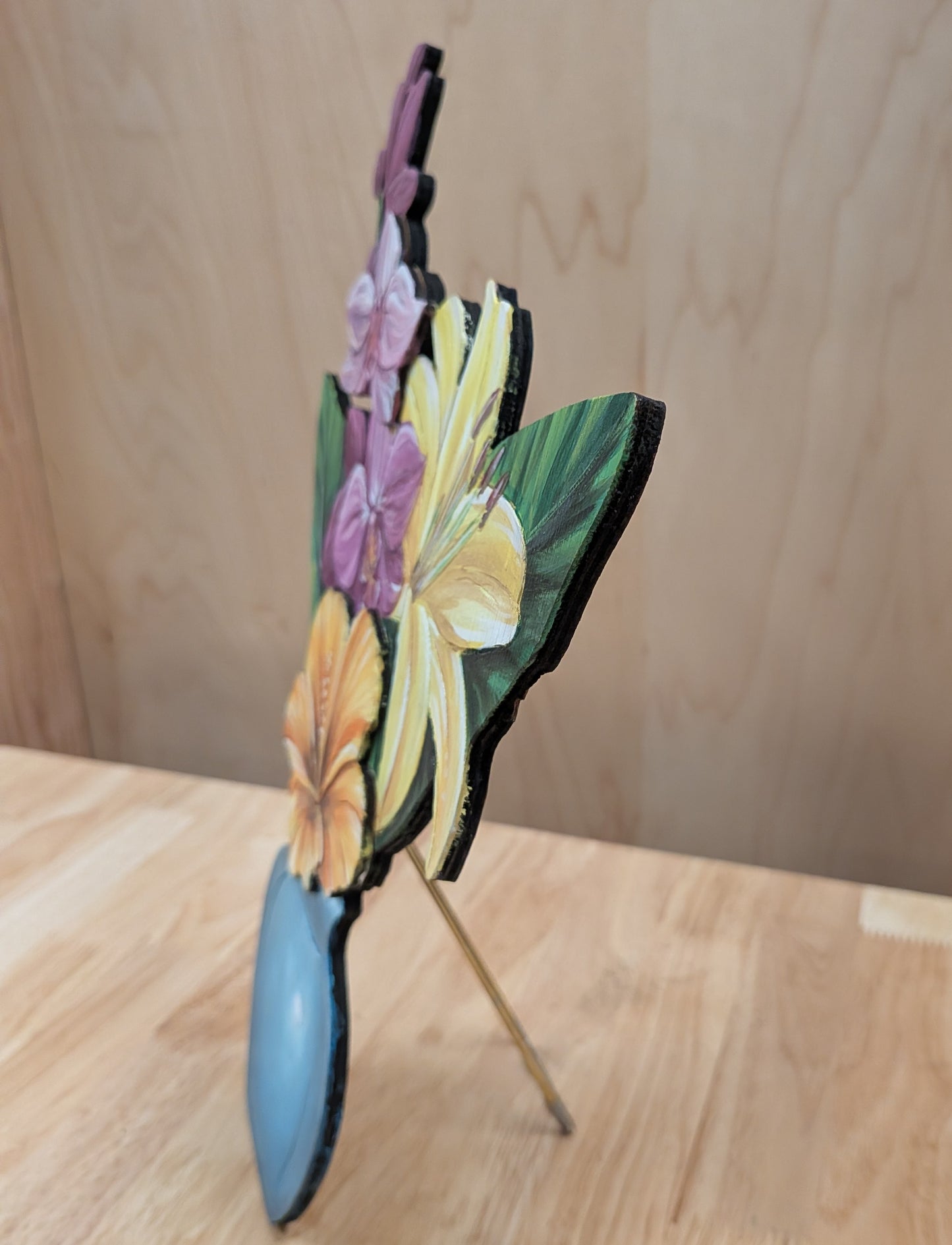 "Tropical Lift" Painted Bouquet Free Standing Sculpture